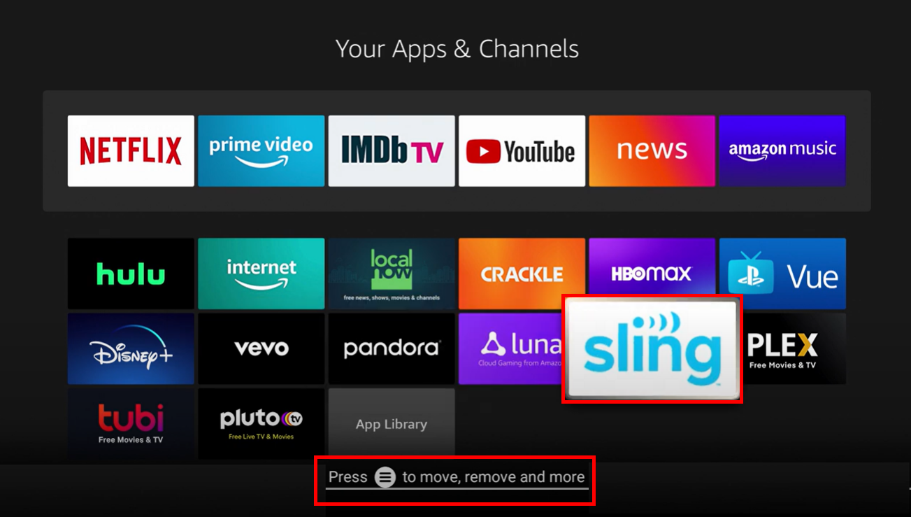 fire stick in app menu of streaming providers