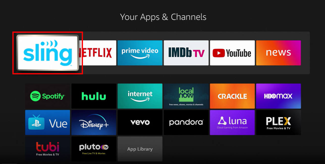 fire stick in app menu of streaming providers