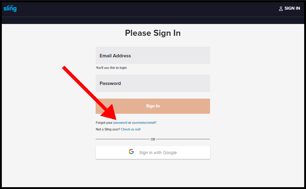 forgot account field