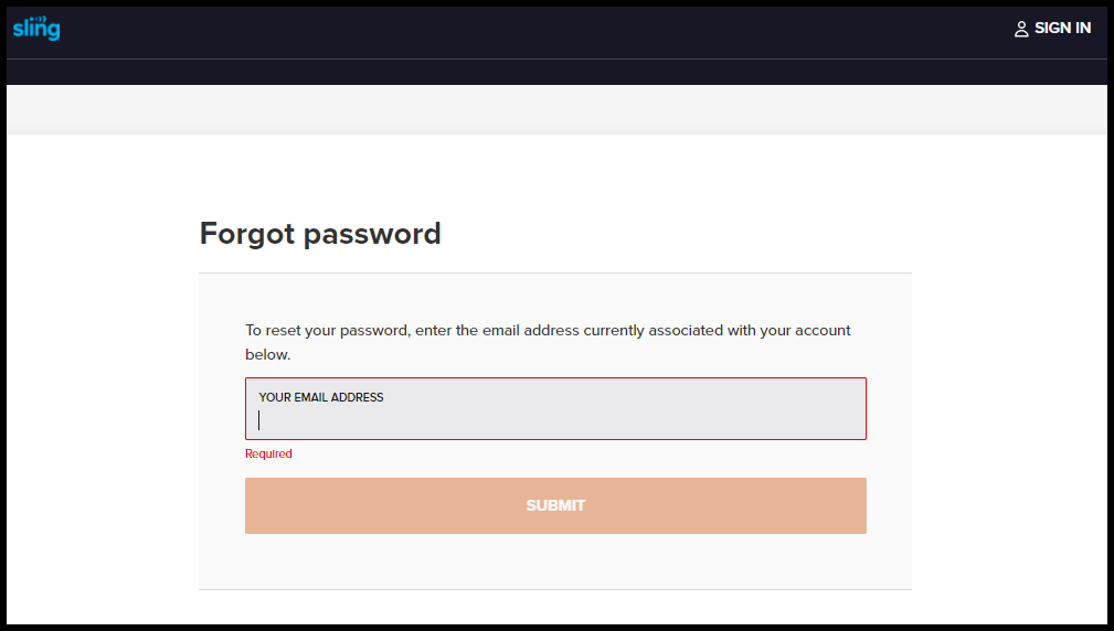 forgot account field