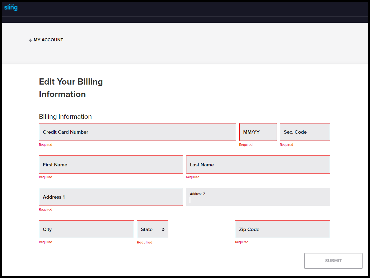 my account dashboard - update payment method highlighted
