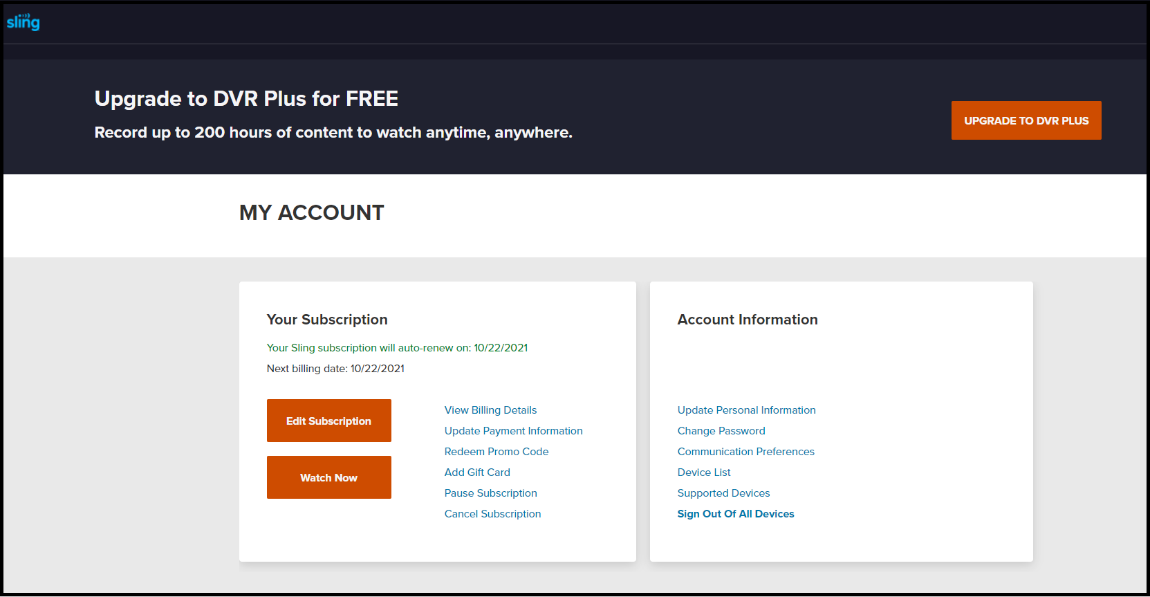 redeem promo code on account dashboard highlighted