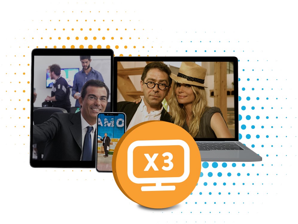 Italian programming streaming on 3 devices: TV, tablet, phone