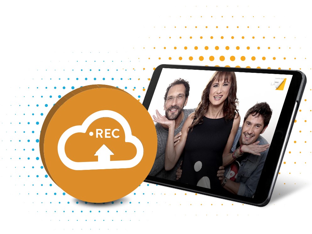Italian programming on tablet with cloud DVR icon