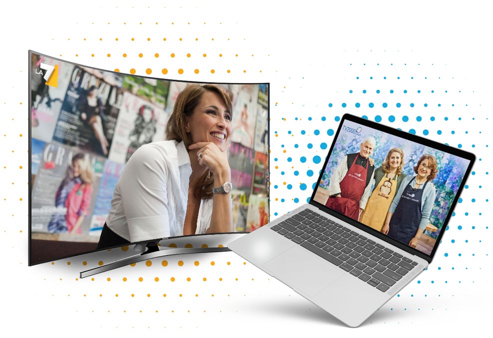 Italian programming on TV and laptop