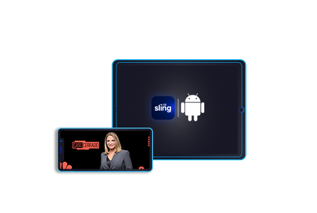 Image of Latino programming on an android mobile device, and an android tablet device