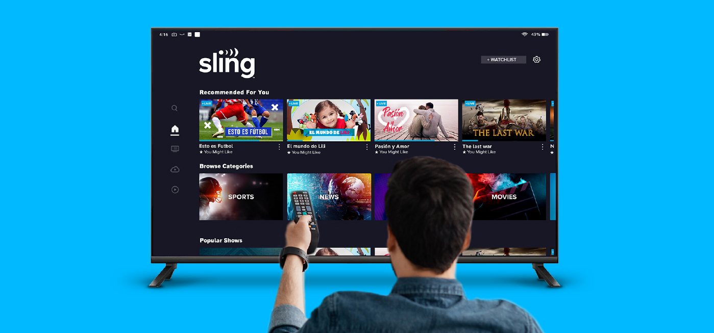 Man watching Sling TV Latino
