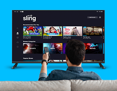 Man watching Sling TV Latino