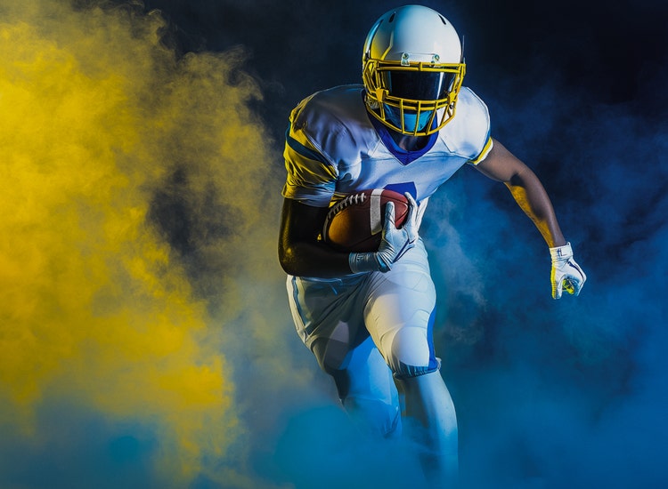 An AI-generated image of a football player to promote NFL football on Sling.