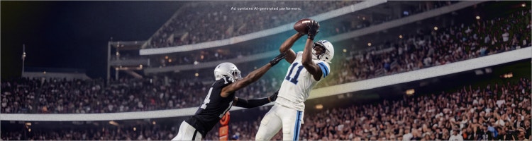 An AI image of two football players to promote NFL football on Sling TV.